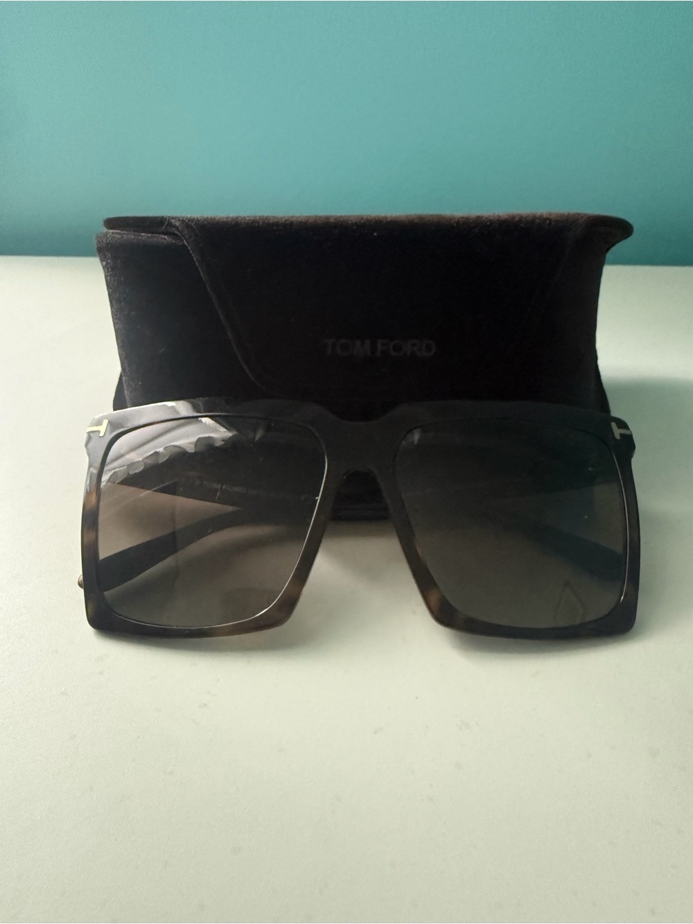 Tom Ford Square Sunglasses with Brown Gradient Lenses